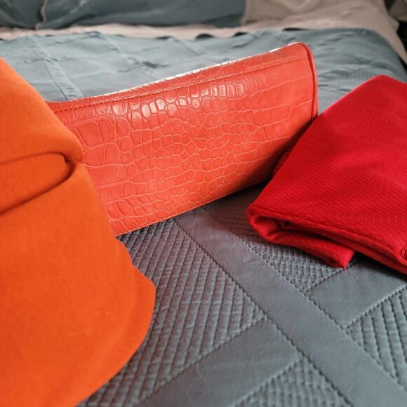 Anne Klein Alligator Alley Coral Satchel with Polka Dot Lining - Picture 14 of 14